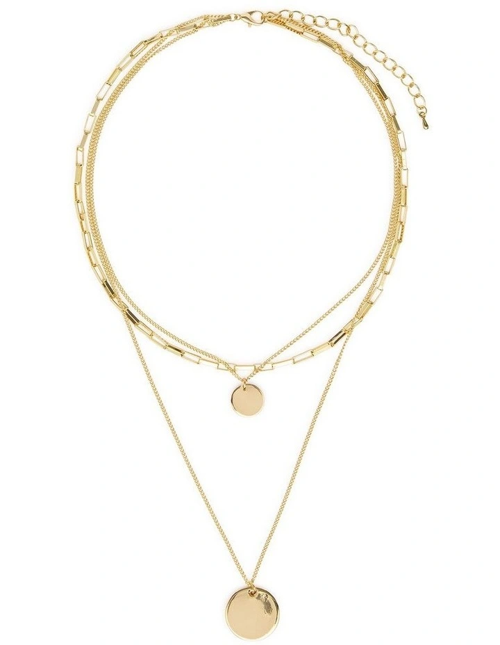Layered Pendant Necklace in Gold image 1