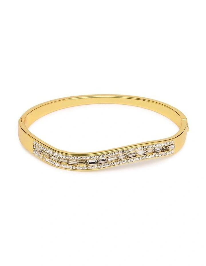 Baguette Crystal Set Bangle in Gold image 1
