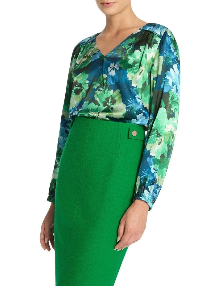 Isodora Silk Blouse in Green Multi image 1