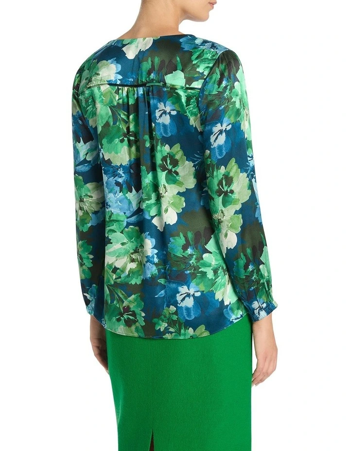 Isodora Silk Blouse in Green Multi image 4