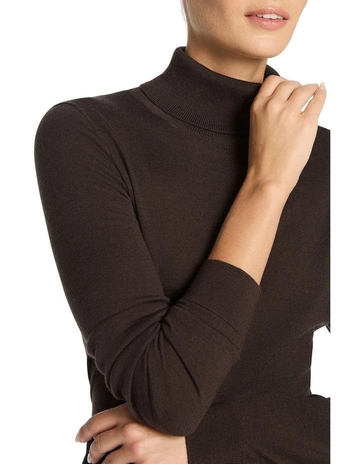 Anita Roll Neck Knit in Brown image 3