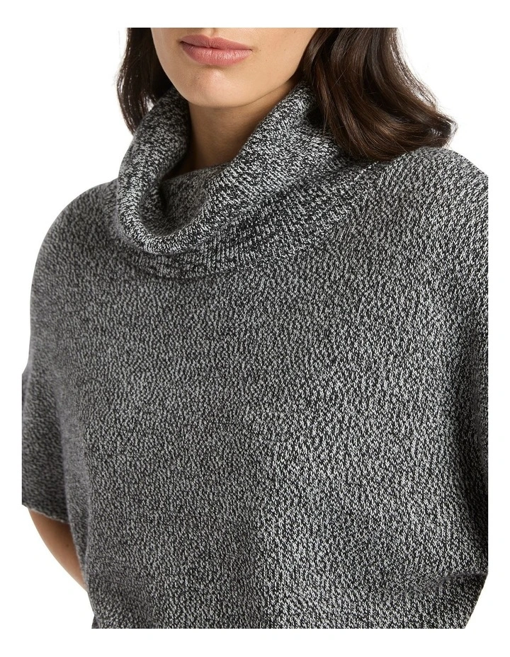 Roll Neck Gilet in Grey Multi image 3