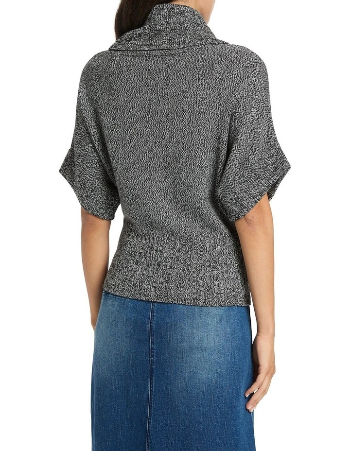 Roll Neck Gilet in Grey Multi image 4