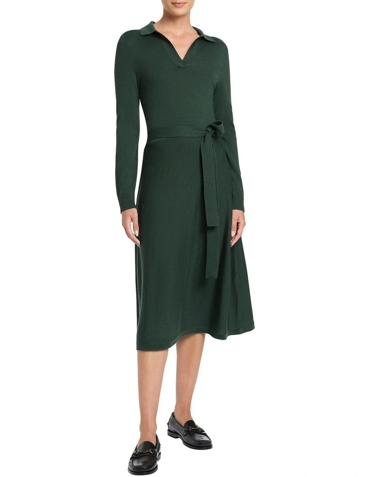 Harriet Knit Polo Dress in Green image 1