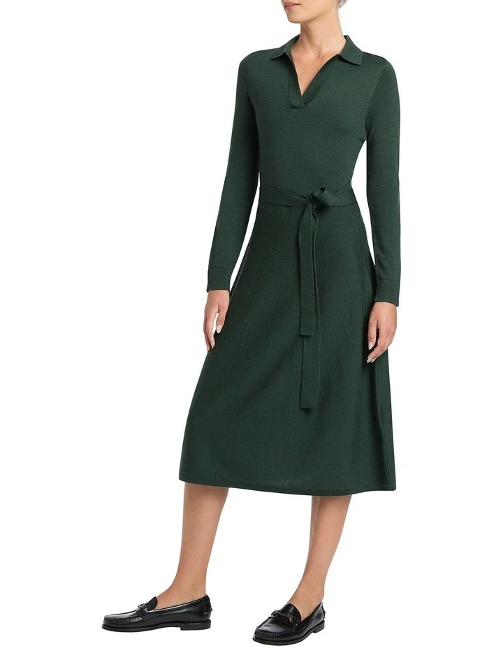 Harriet Knit Polo Dress in Green image 2