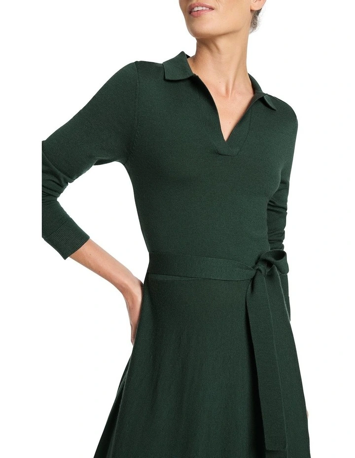 Harriet Knit Polo Dress in Green image 3