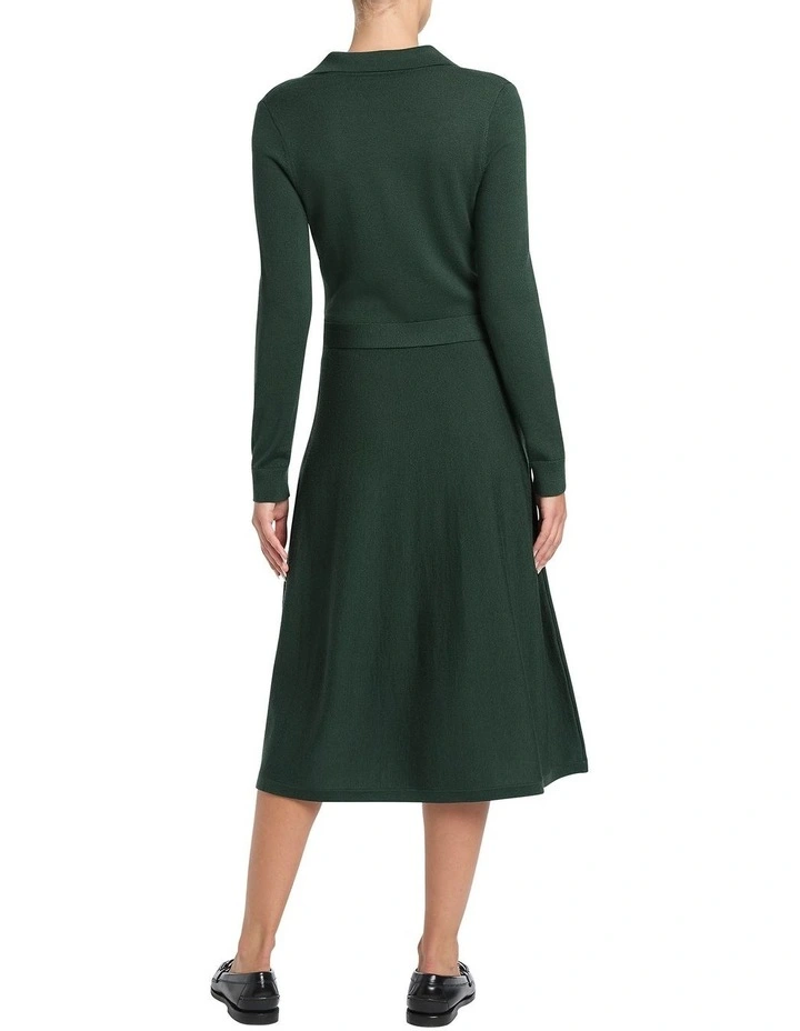 Harriet Knit Polo Dress in Green image 4