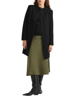 Madison Felted Wool Coat in Black