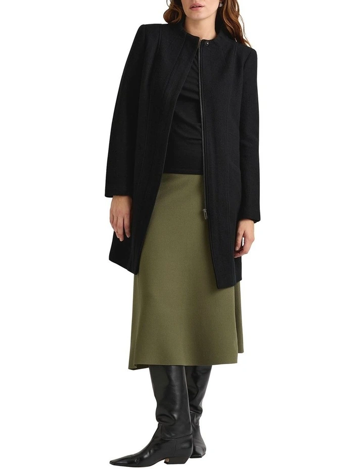 Madison Felted Wool Coat in Black image 1
