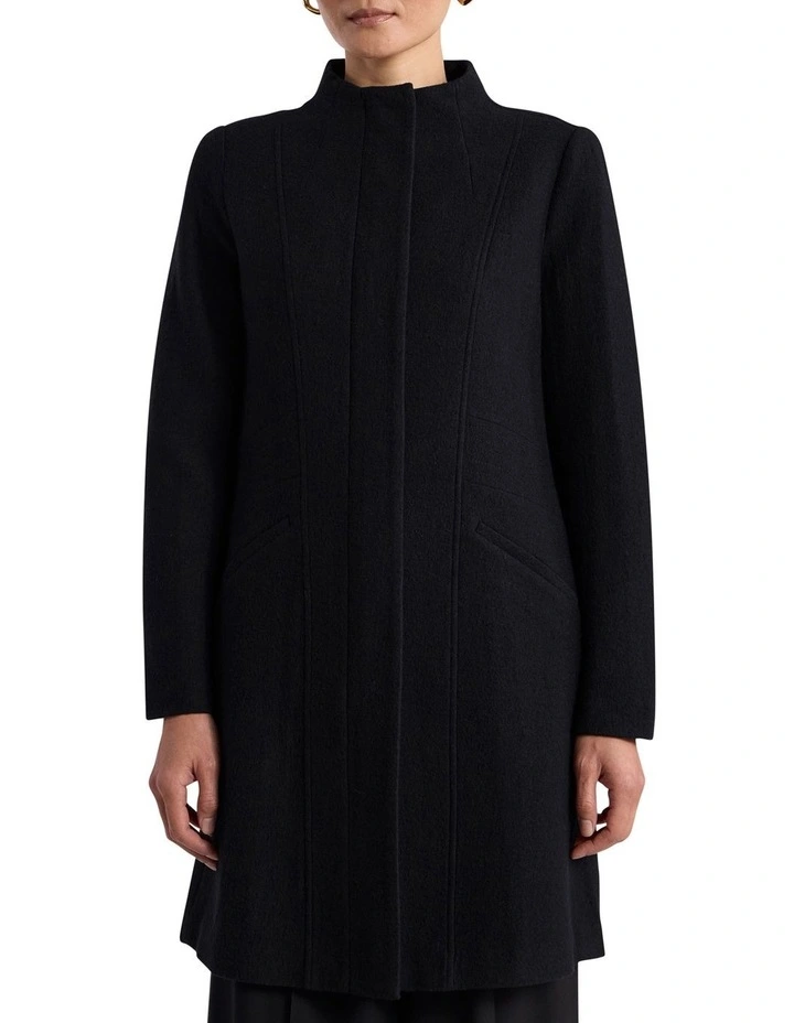 Madison Felted Wool Coat in Black image 2