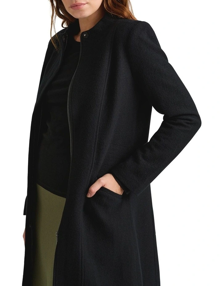 Madison Felted Wool Coat in Black image 3
