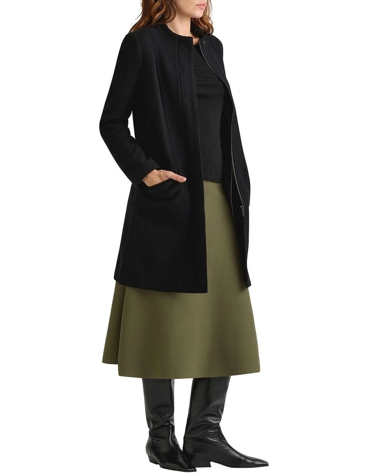 Madison Felted Wool Coat in Black image 4