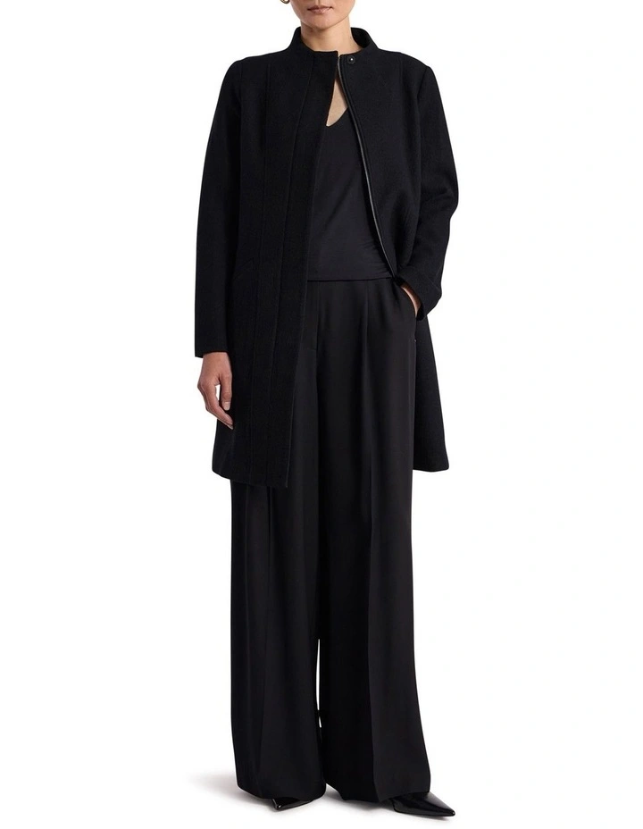 Madison Felted Wool Coat in Black image 6