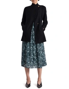 Luisa Felted Wool Coat in Black