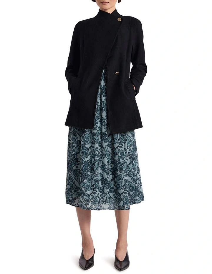Luisa Felted Wool Coat in Black image 1