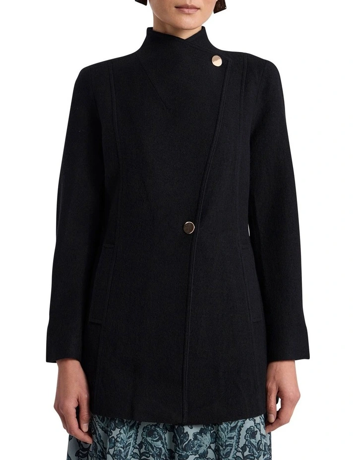 Luisa Felted Wool Coat in Black image 2