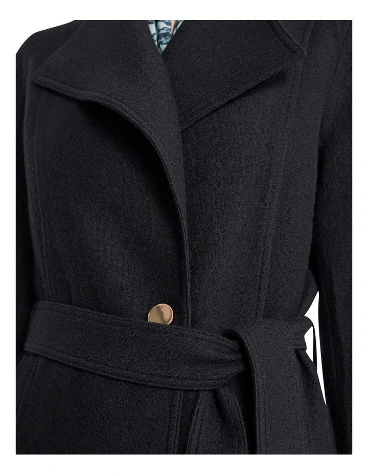 Luisa Felted Wool Coat in Black image 4