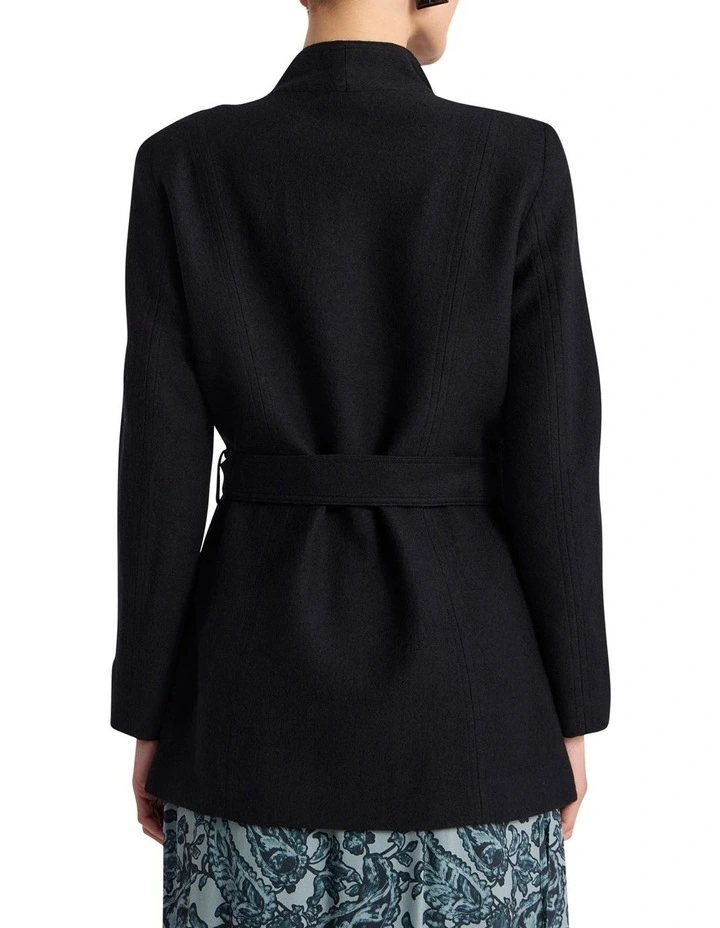 Luisa Felted Wool Coat in Black image 5