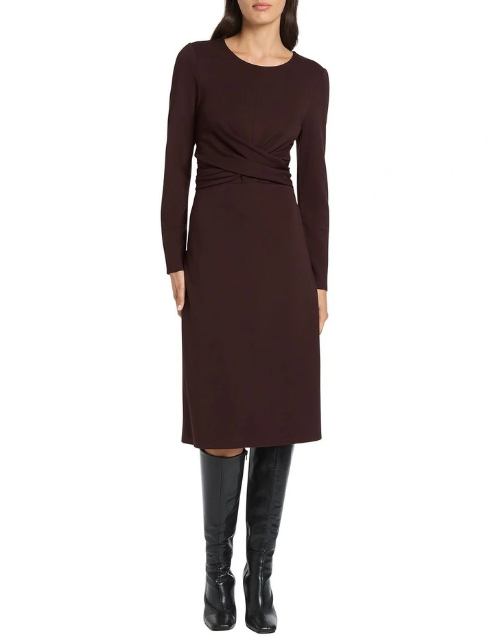 Nala Ponte Dress in Brown image 1