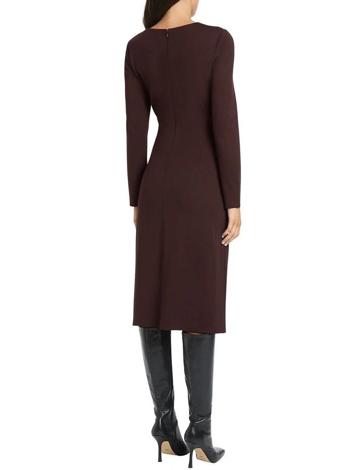 Nala Ponte Dress in Brown image 4