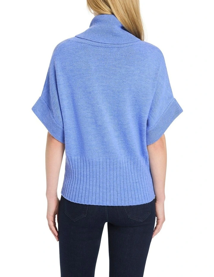 Roll Neck Gilet in Blue image 4