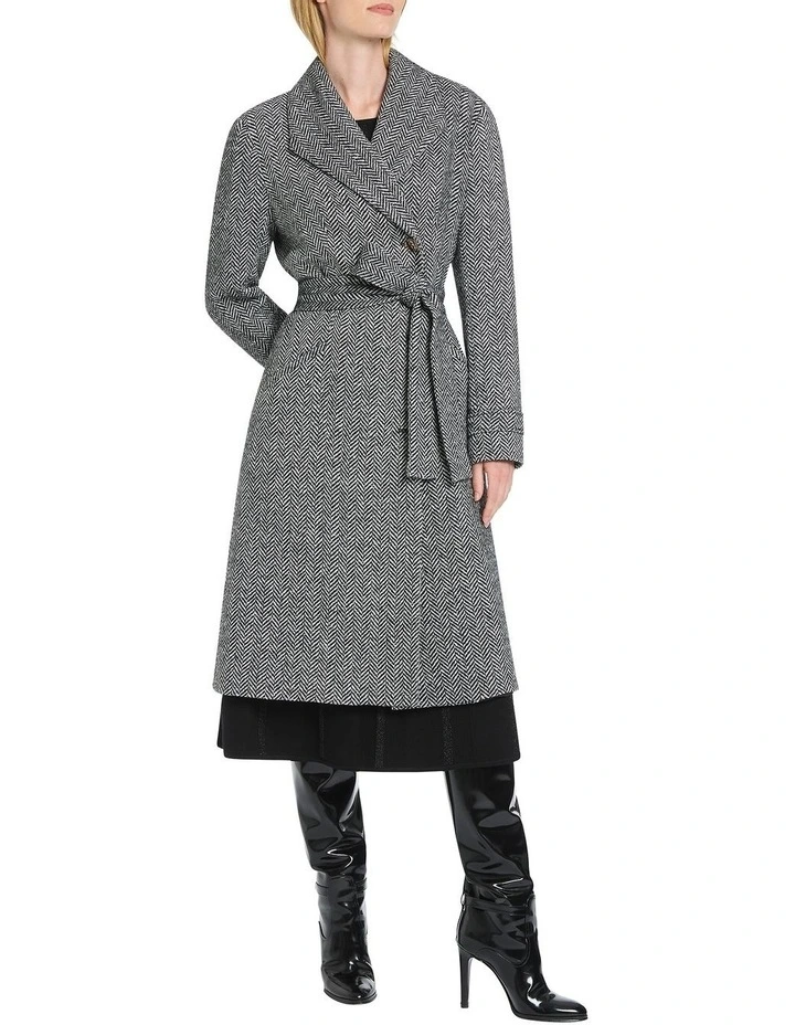 Daje Wool Coat in Black Multi image 3