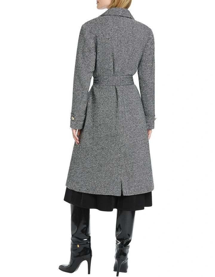 Daje Wool Coat in Black Multi image 4