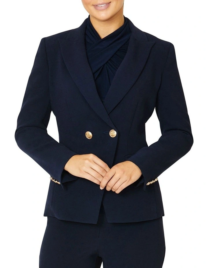 Vanessa Double-Breasted Jacket in Navy Blue image 1