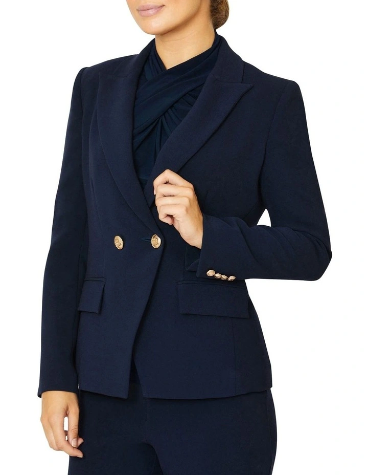 Vanessa Double-Breasted Jacket in Navy Blue image 2