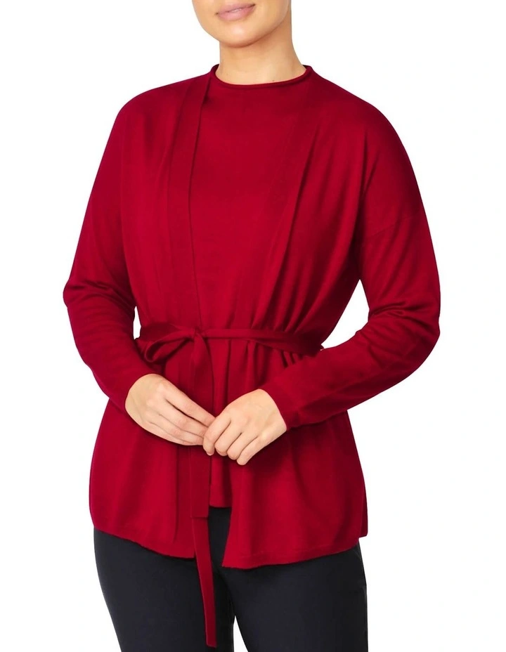 Chloe Wrap Cardigan in Red image 1