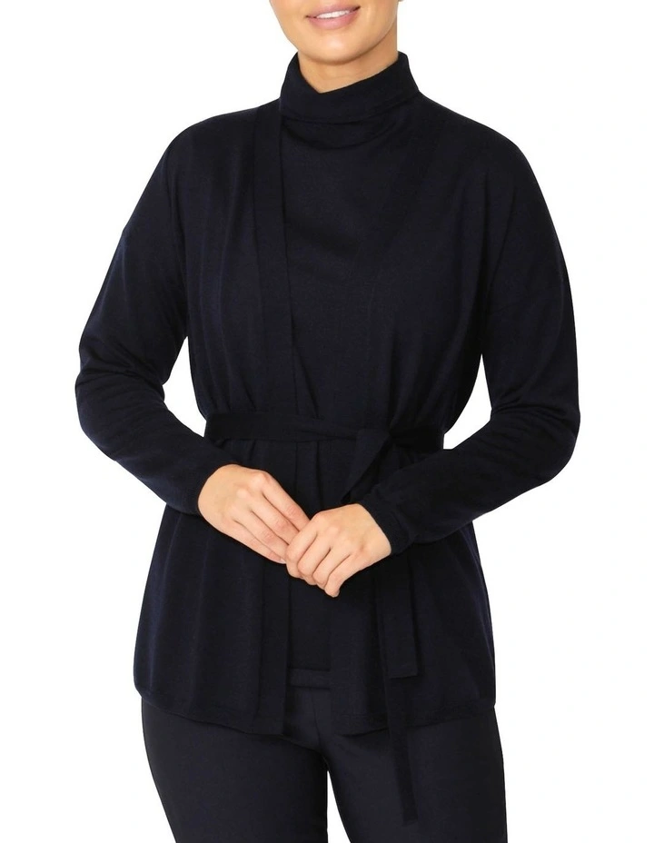 Chloe Wrap Cardigan in Dark Navy image 1