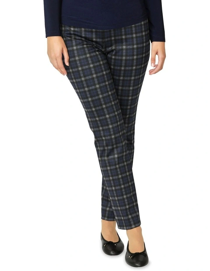 Anna Check Ponti Pant in Blue image 3