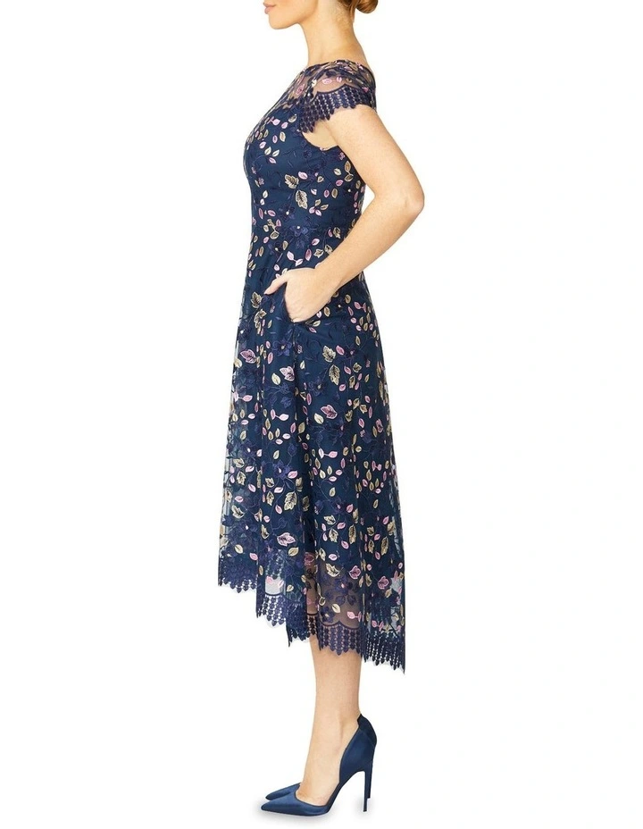 Stellar Embroidered A-Line Dress in Purple image 3