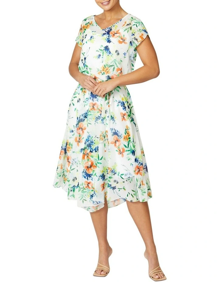 Monique Chiffon Dress in White image 1