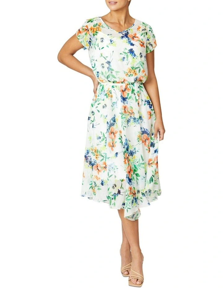Monique Chiffon Dress in White image 2