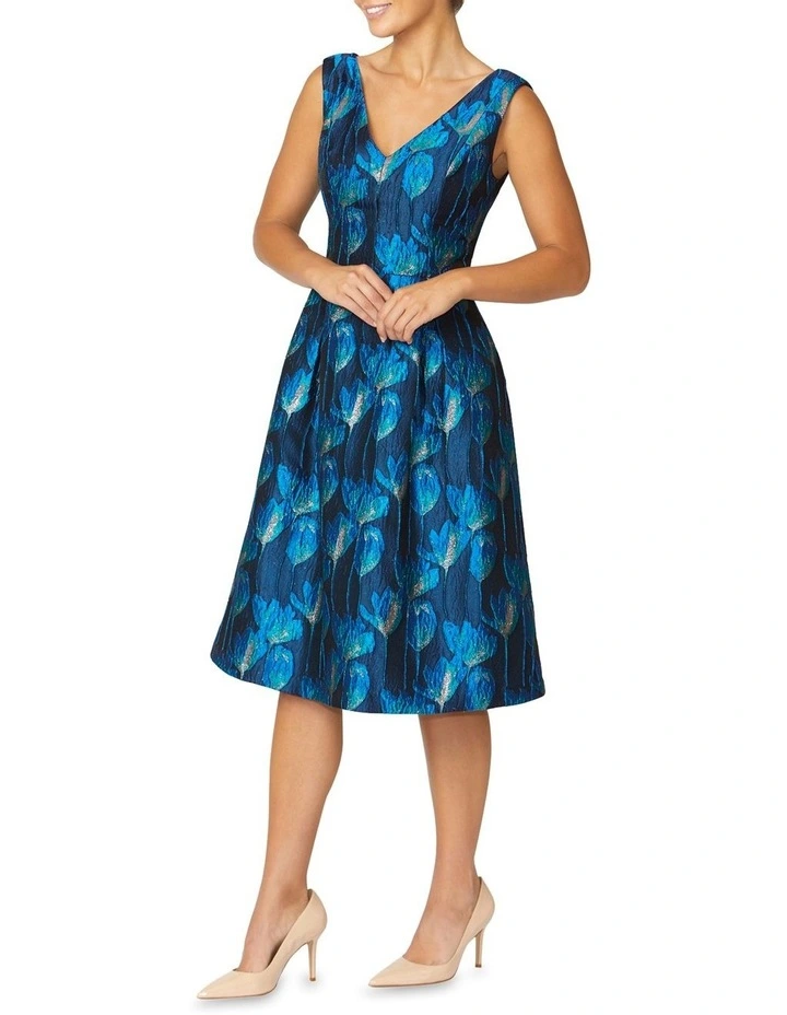 AMERI BERRY JACQUARD DRESS ブルー M AMERI BERRY JACQUARD DRESS ブルー M Ameri VINTAGE - アメリ