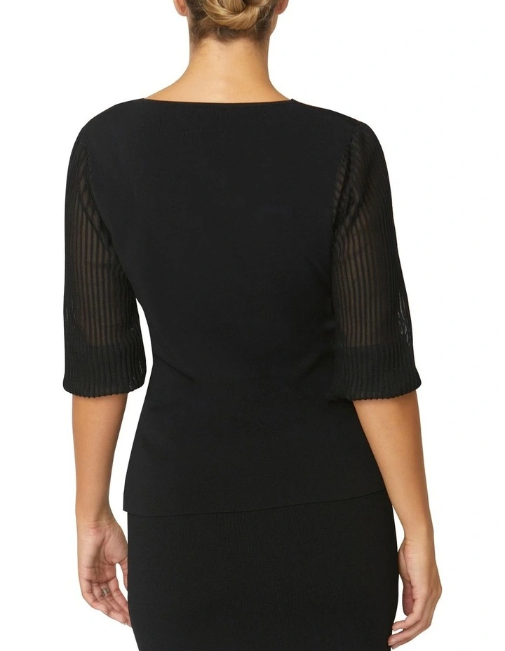 Emilie Sheer Sleeve Top in Black image 5