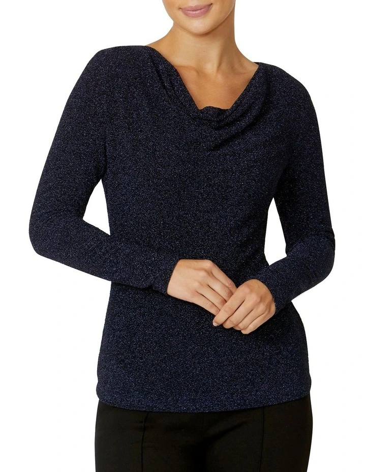 Melody Twilight Cowl Neck Top in Navy image 1