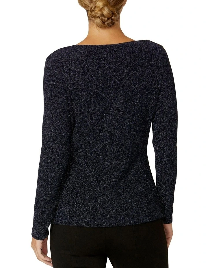 Melody Twilight Cowl Neck Top in Navy image 2