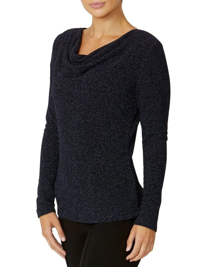 Melody Twilight Cowl Neck Top in Navy image 3