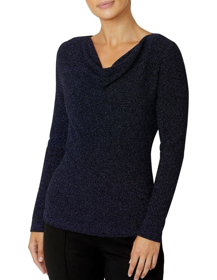 Melody Twilight Cowl Neck Top in Navy image 5