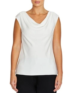 Harmony Ivory Cowl Neck Top in Ivory