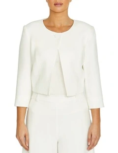 Jackie Ivory Single Button Jacket in Ivory