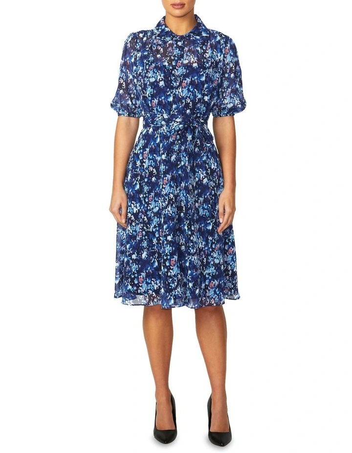 Delilah Opal Chiffon Dress in Blue image 1