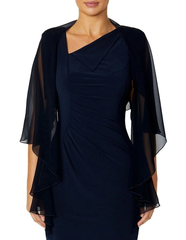 Silk Shrug in Navy image 1