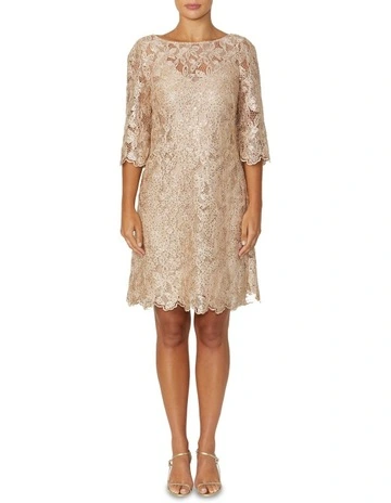 Geneieve Lace Dress in Gold