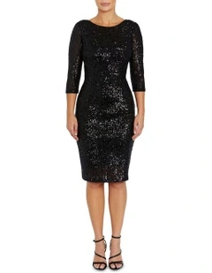Claire Sequin Dress in Black