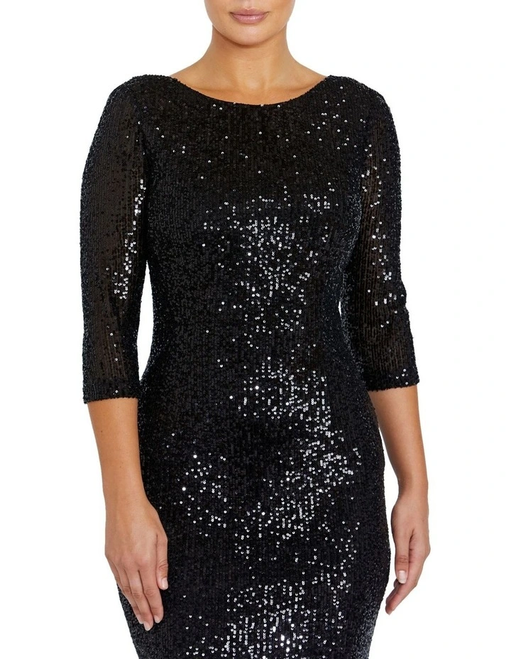 Claire Sequin Dress in Black image 3