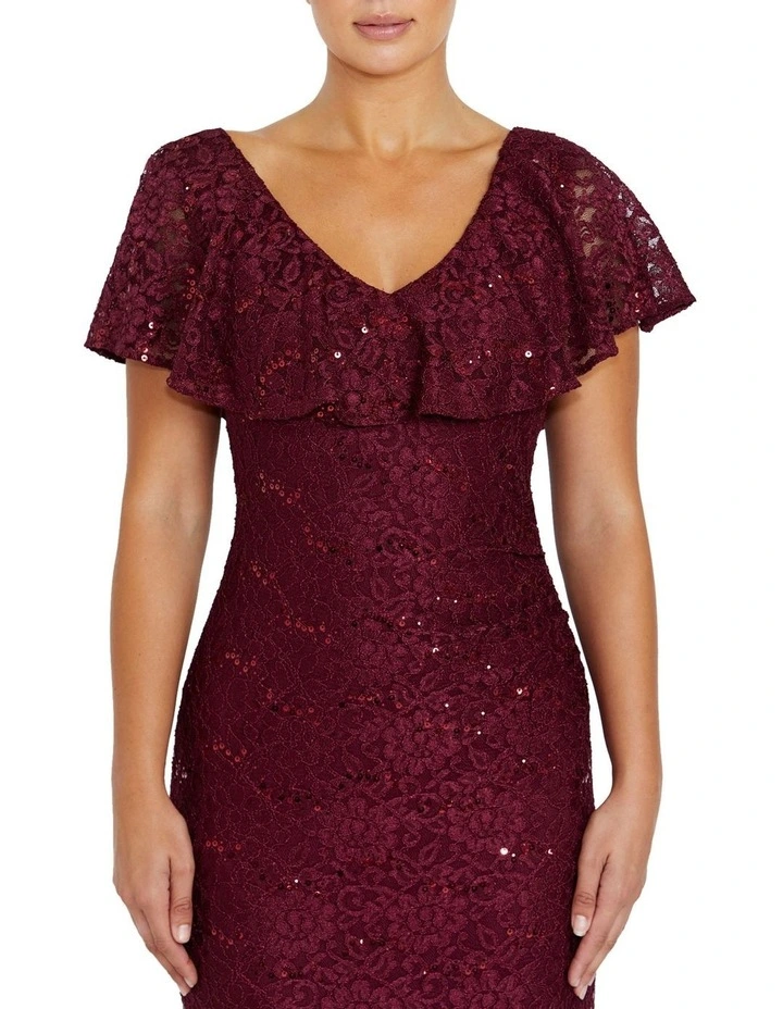 Trudy Malbec Sequin Lace Gown in Red image 3