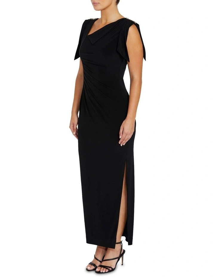 Hebe Jersey Gown in Black image 4